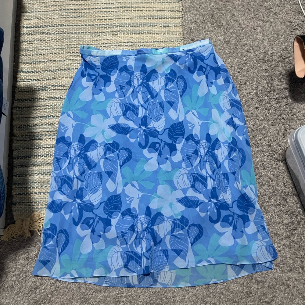 Vintage Blue Floral Midi Skirt